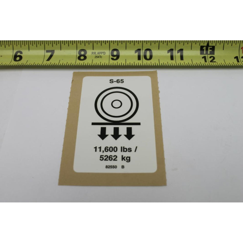 Genie Part # 82550. 82550GT - DECAL. LABEL. WHEEL LOAD S65