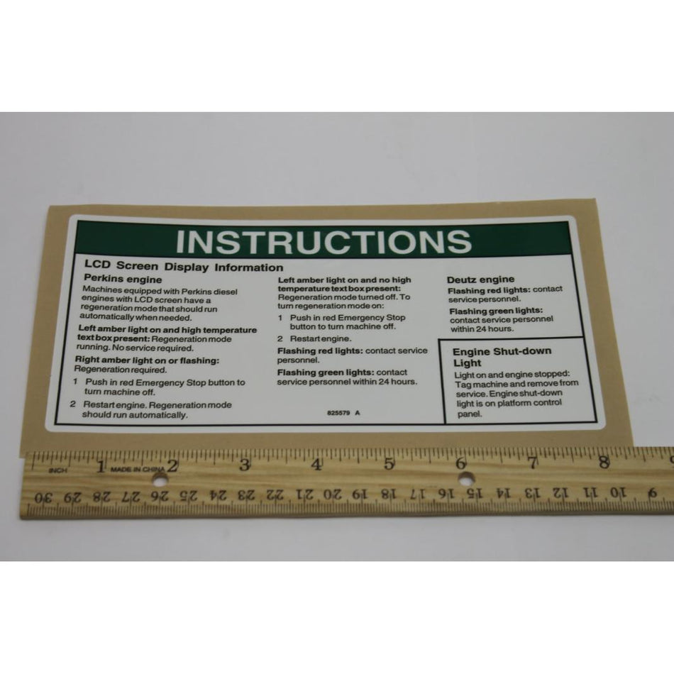 Genie Part # 825579. 825579GT - DECAL. LCD. TIER 4