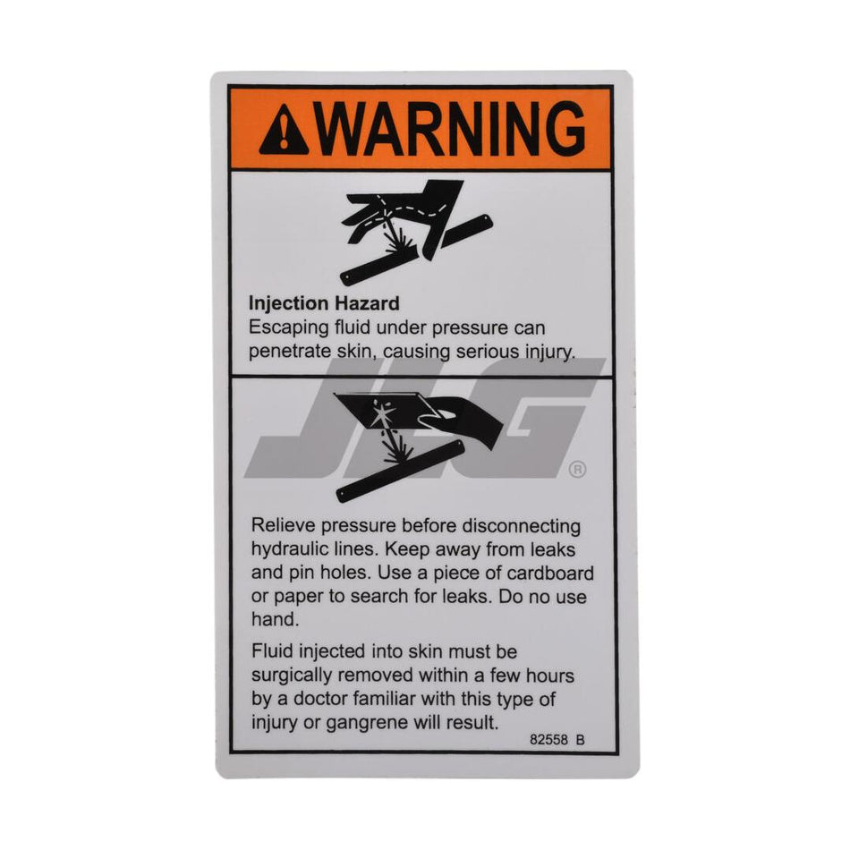 JLG Part # 82558 - Genie-WARN SKIN INJECTION HAZ