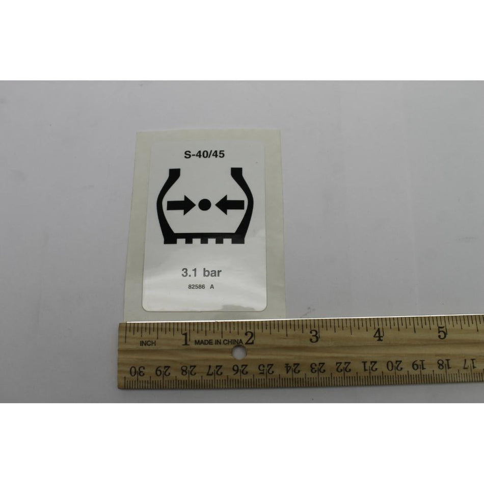 Genie Part # 82586. 82586GT - DECAL. LABEL. TIRE PRESS. S40/45
