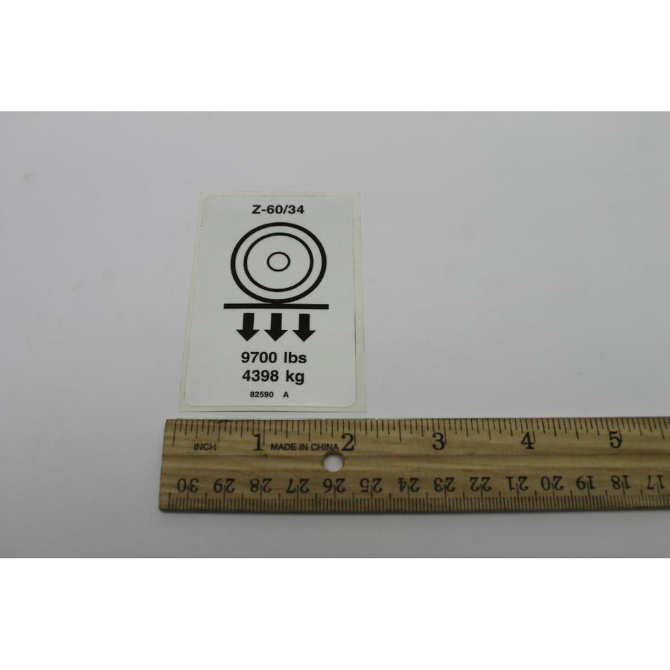 Genie Part # 82590. 82590GT - DECAL. LABEL. WHEEL LOAD Z-60