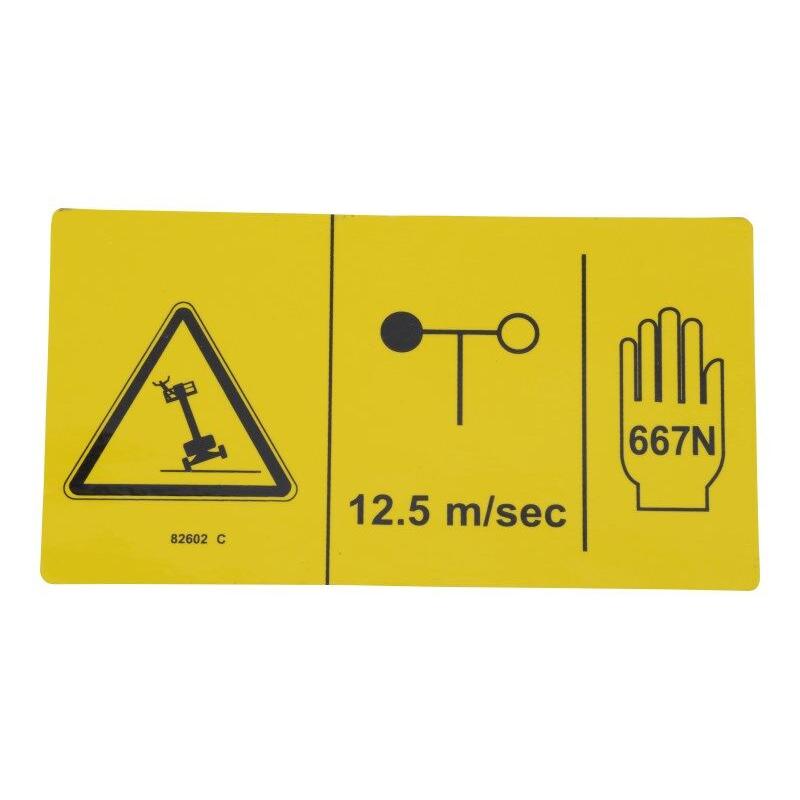 JLG Part # 82602 - Genie-DECAL. DANGER. MAX SIDE FRC