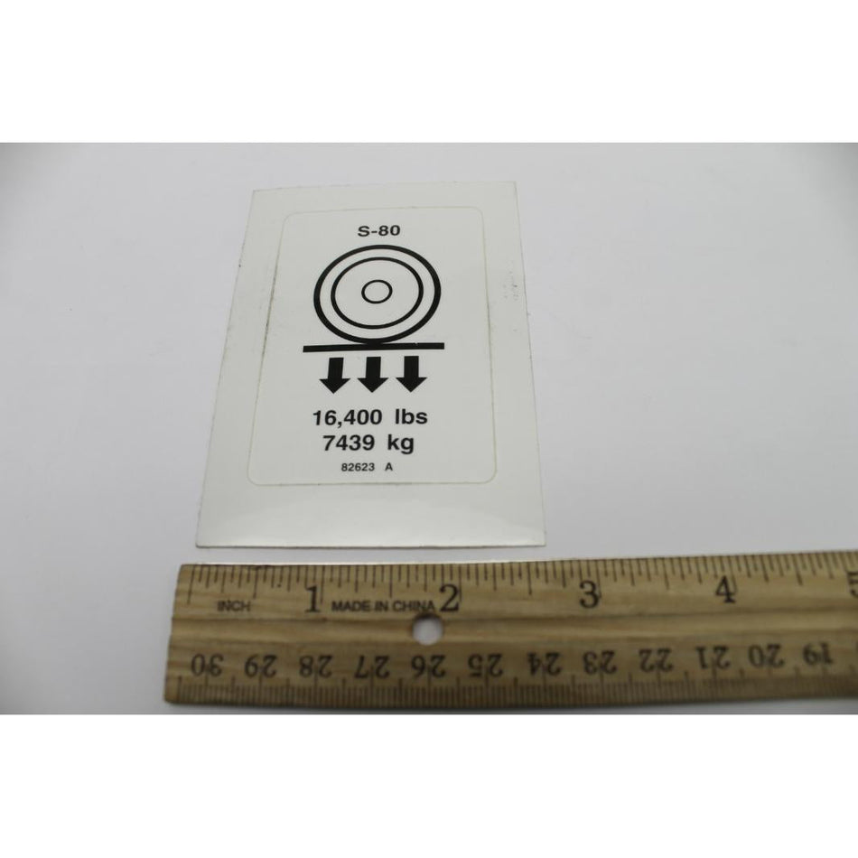 Genie Part # 82623. 82623GT - DECAL. LABEL. WHEEL LOAD S80