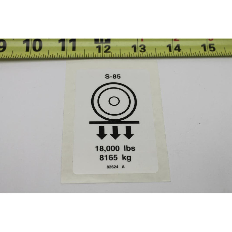 Genie Part # 82624. 82624GT - DECAL. LABEL. WHEEL LOAD S85