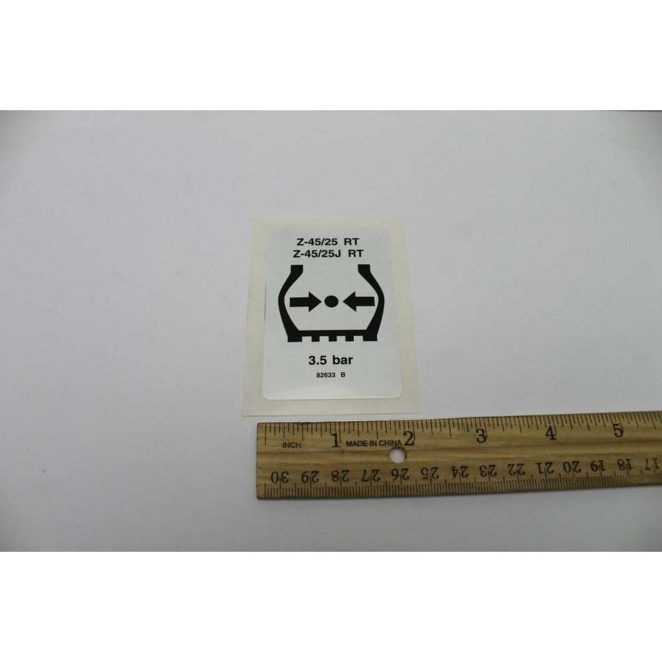 Genie Part # 82633. 82633GT - DECAL. LABEL. TIRE PRESS Z45RT