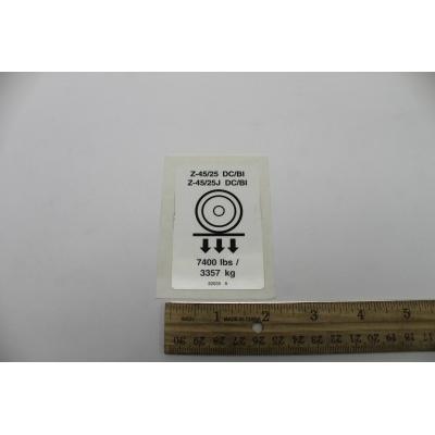 Genie Part # 82635. 82635GT - DECAL. LABEL. WHEEL LOAD Z4525DC
