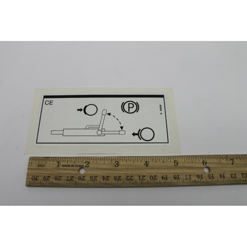 Genie Part # 82659. 82659GT - DECAL. LABEL. PARKING BRAKE. CE