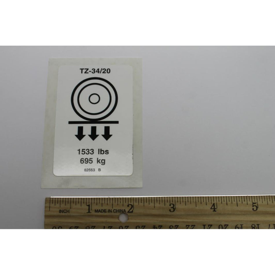 Genie Part # 82663. 82663GT - DECAL. LABEL. WHEEL LOAD