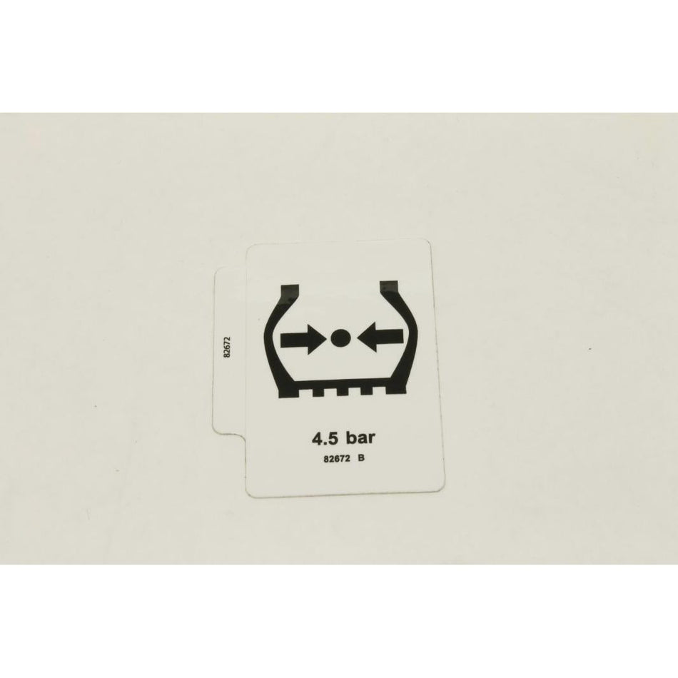 Genie Part # 82672. 82672GT - DECAL. LABEL. TIRE PRESSURE. CE