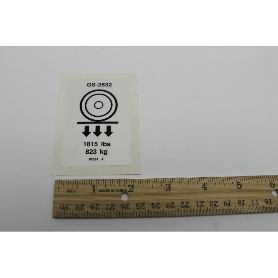 Genie Part # 82691. 82691GT - DECAL. LABEL. WHEEL LOAD 2632