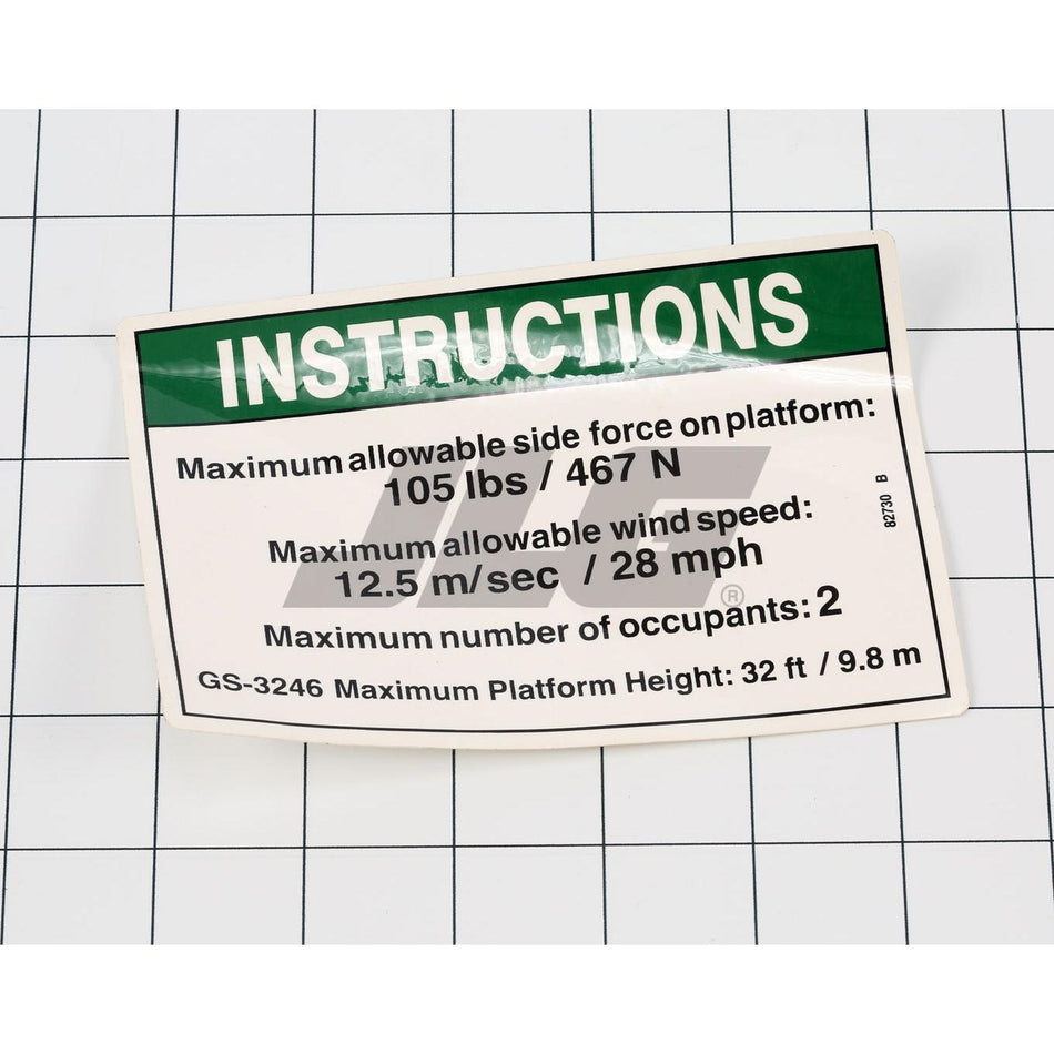 JLG Part # 82730 - Genie-INSTR-SIDE FRC. ANSI 3246