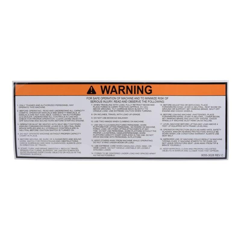 JLG Part # 90553028 - WARNING DECAL