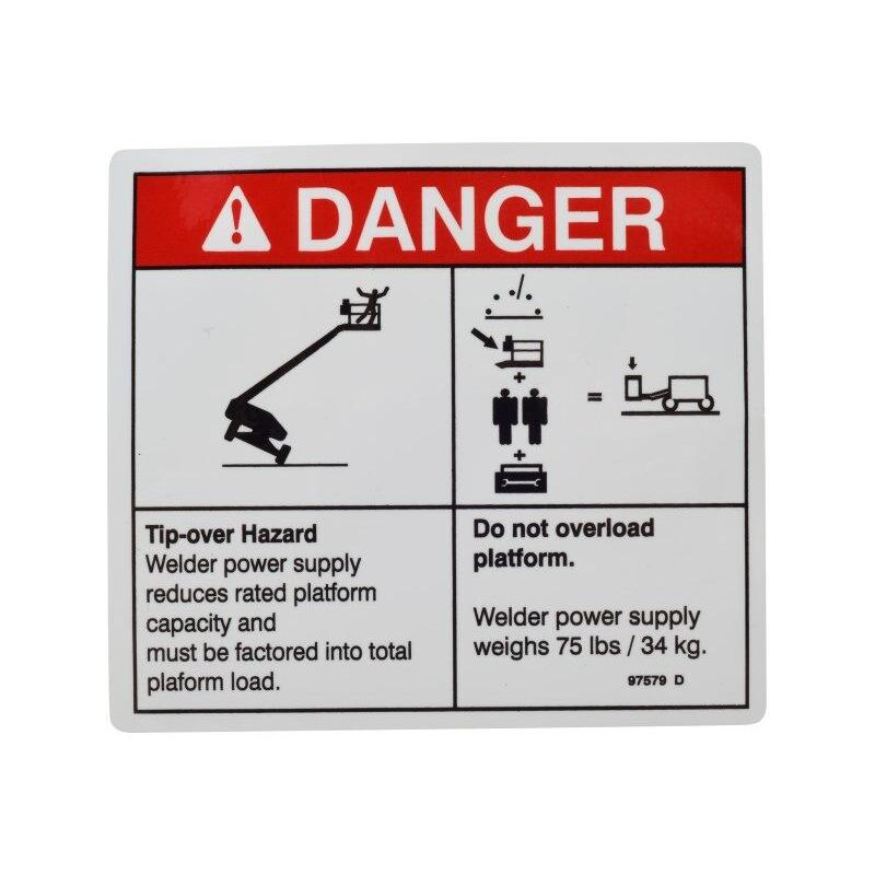 JLG Part # 97579 - Genie-DECAL. DANGER. TIP-OVER