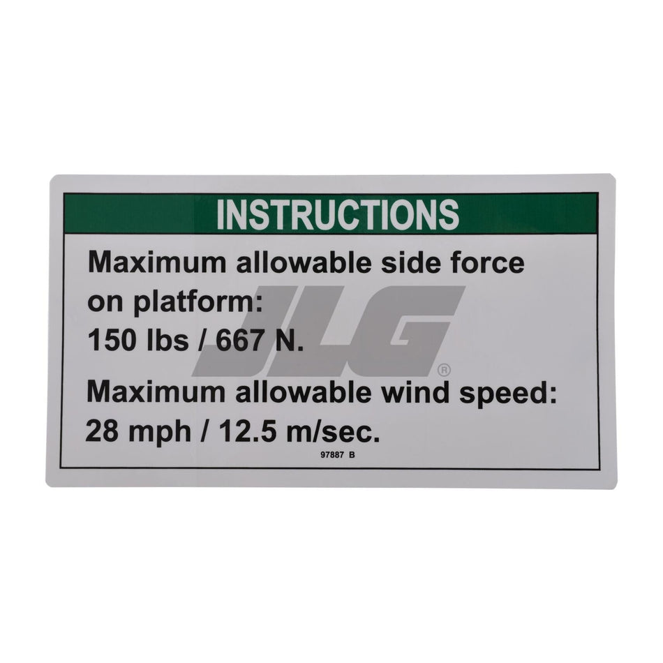 JLG Part # 97887 - Genie-MAX SIDE FRC ANSI