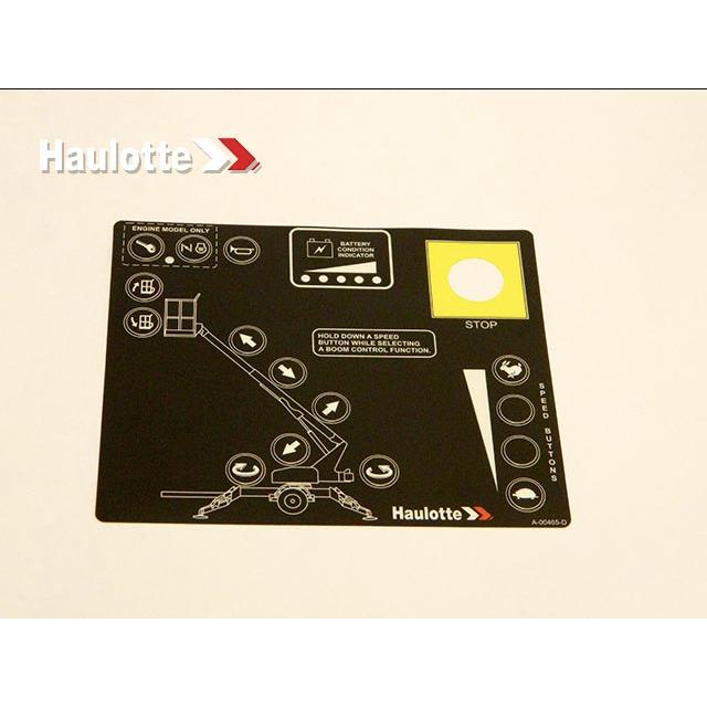Haulotte Part # A-00465-D - Control Box Decal Overlay-Upper Telescopic