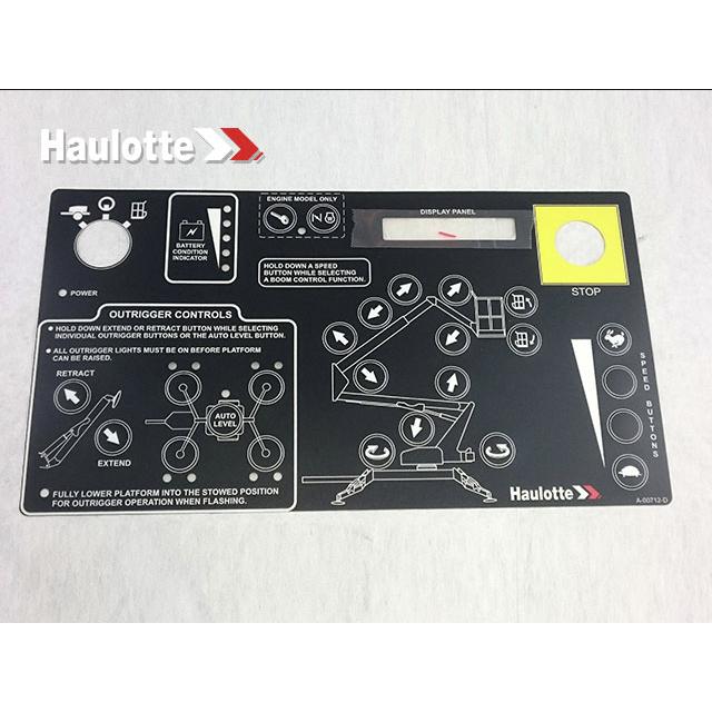 Haulotte Part # A-00712-D - Control Box Decal Overlay-Lower Articulating No Jib Rotate