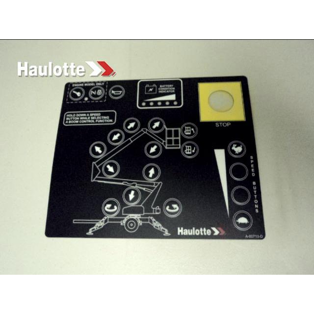 Haulotte Part # A-00713-D - Control Box Decal Overlay-Upper Articulating No Jib Rotate-API #A-00710
