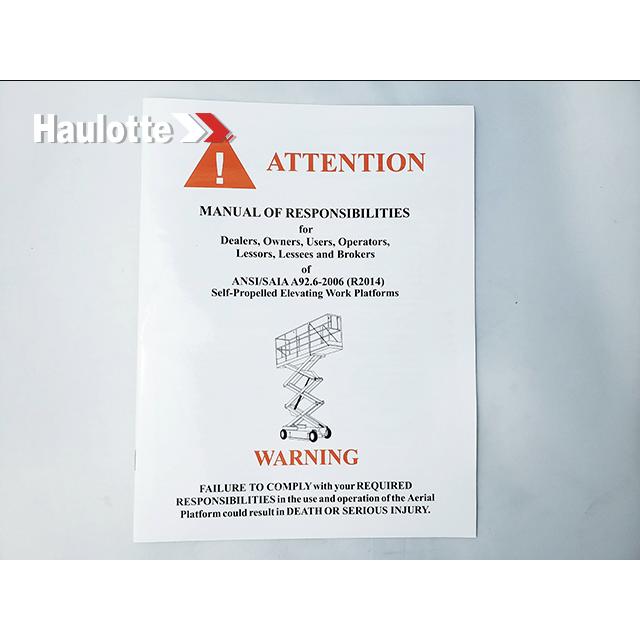 Haulotte Part # A92.6-2006 - Manual of Responsibilities-Scissor