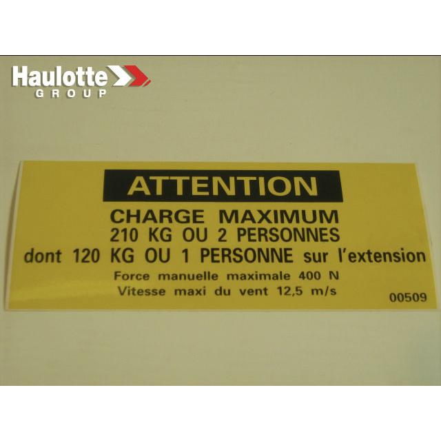 Haulotte Part # ABM00509 - LABEL