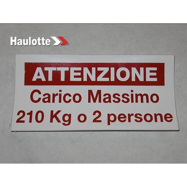 Haulotte Part # ABMA6064I - LOAD CAPACITY STICKER
