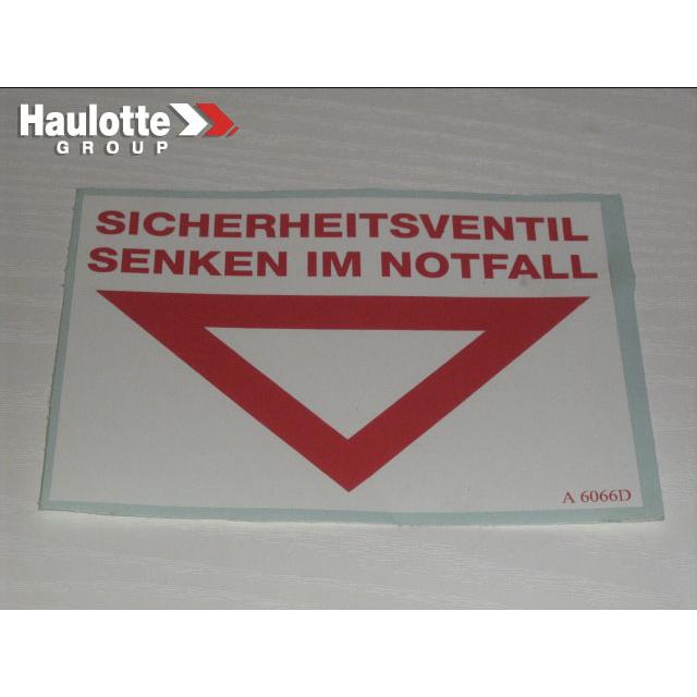 Haulotte Part # ABMA6066D - LABEL