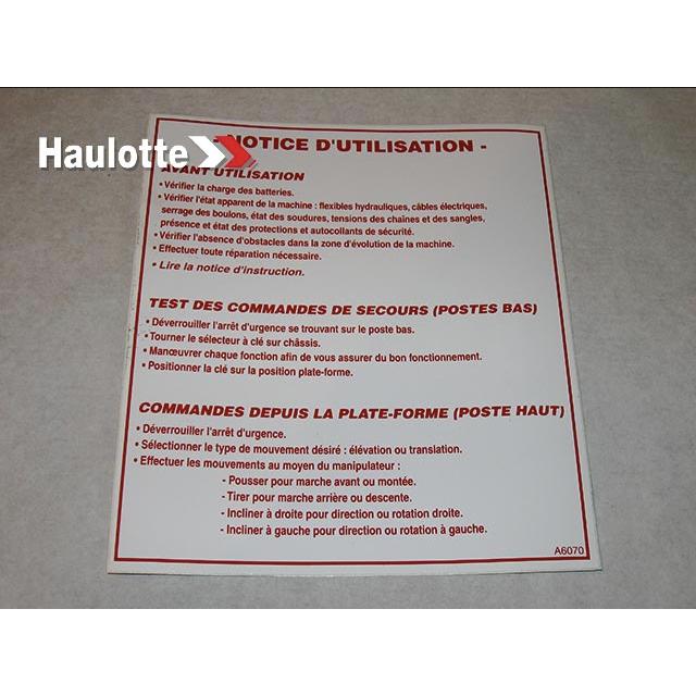Haulotte Part # ABMA6070 - LABEL