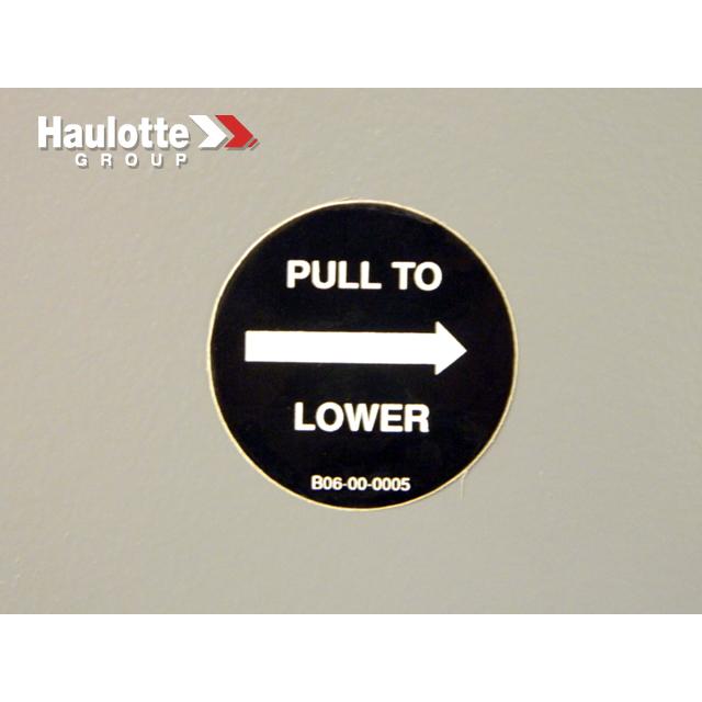 Haulotte Part # B06-00-0005 - Decal Pull To Lower