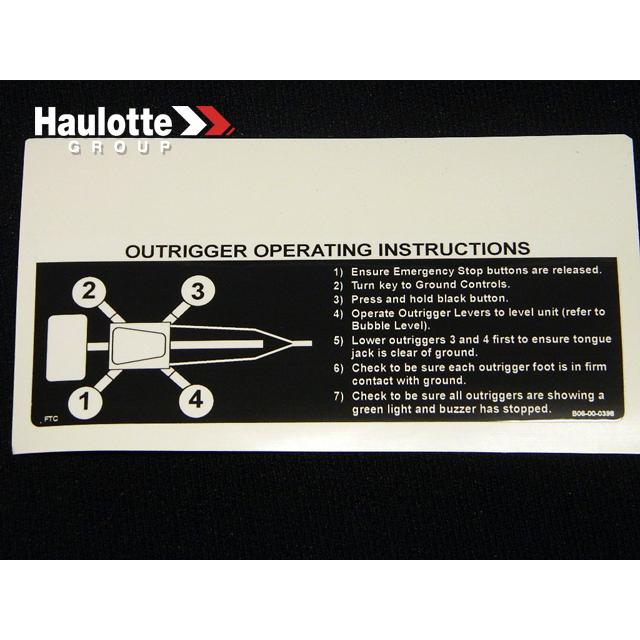 Haulotte Part # B06-00-0398 - Decal-outr Oper Instrs. 7inwx