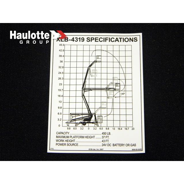 Haulotte Part # B06-00-0430 - Decal-xlb-4319 Specs. 4 7/8inw