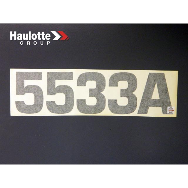 Haulotte Part # B06-00-0540 - Decal-5533A-Black Clear Vinyl with Black Letters. 23in W x 6in H