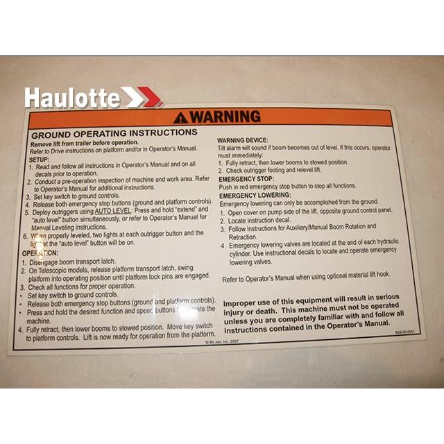 Haulotte Part # B06-00-0561 - Decal-Warning-Ground Control Xbooms