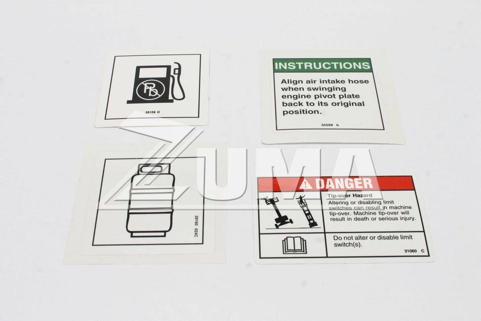 Genie Part # 122886. 122886GT - DECAL KIT. WORDS. SERVICE. S40/45