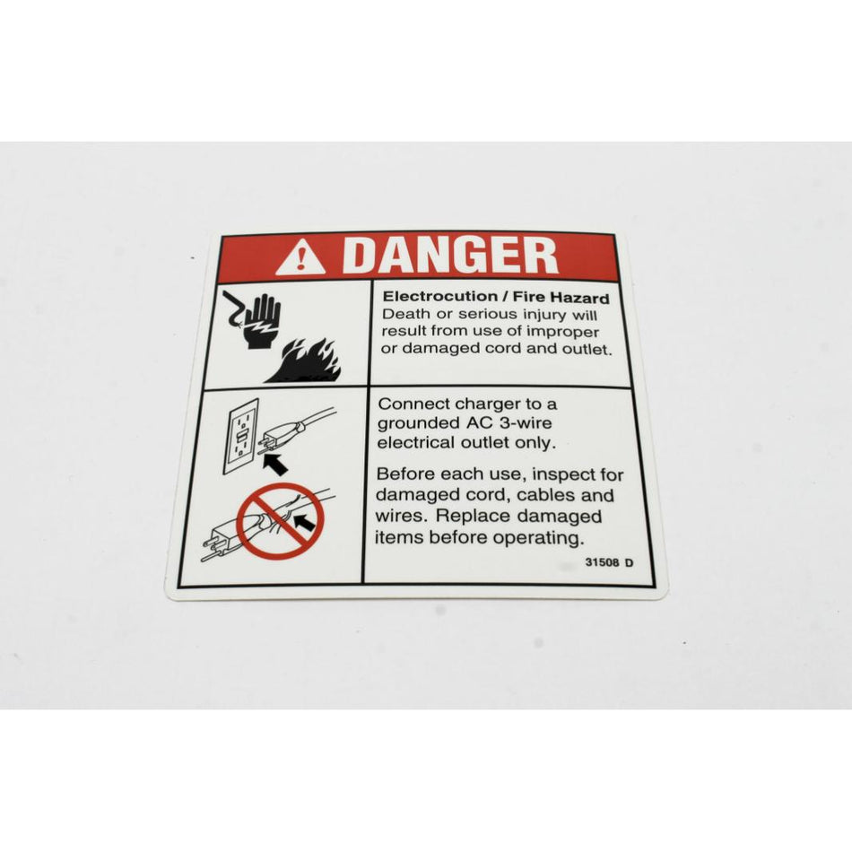 Genie Part # 31508. 31508GT - DECAL.DANGER.ELECT HAZARD.PLUG
