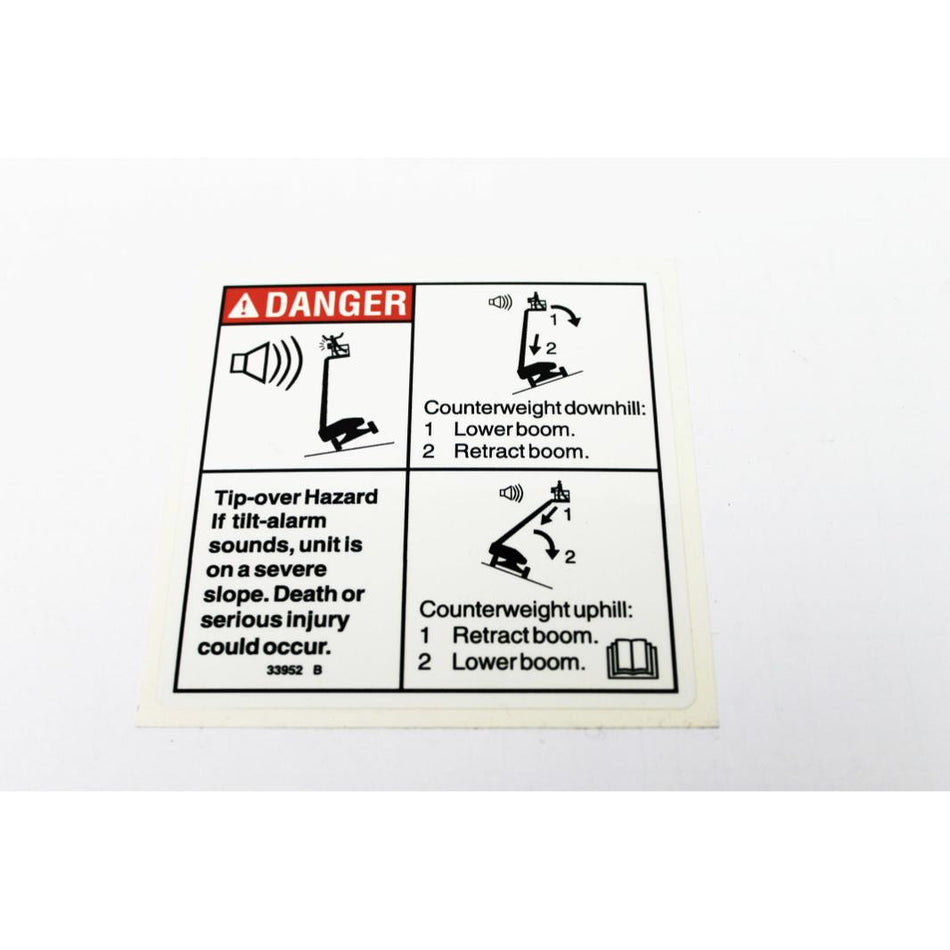 Genie Part # 33952. 33952GT - DECAL. DANGER. TILT ALARM
