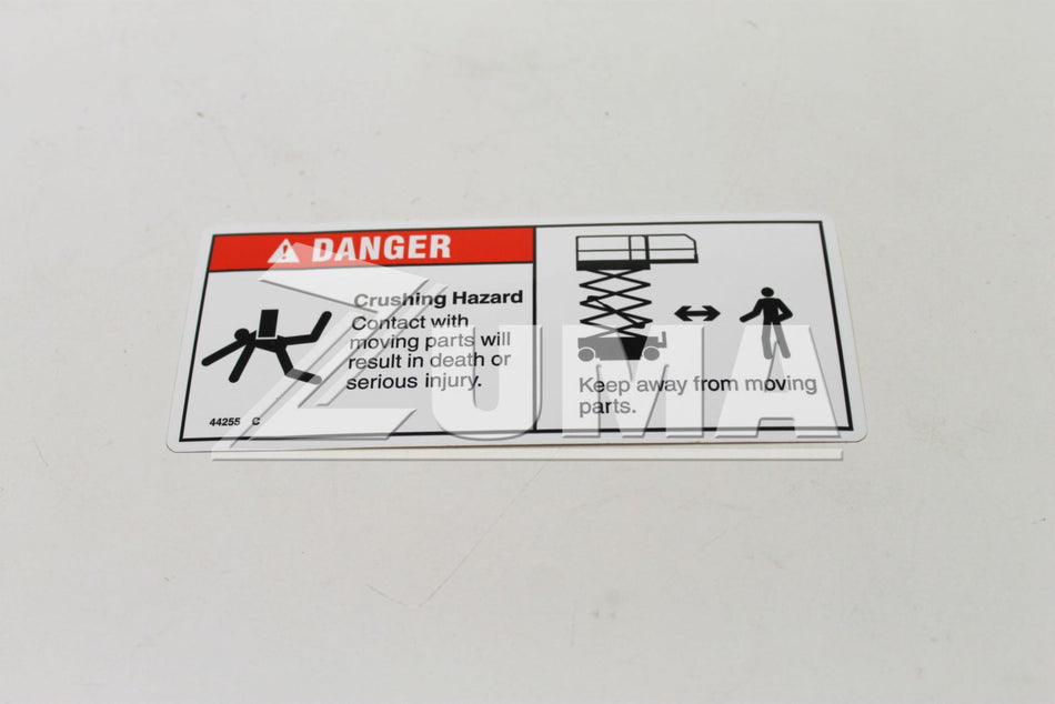 Genie Part # 44255. 44255GT - DECAL.DANGER.CRUSHING HAZARD