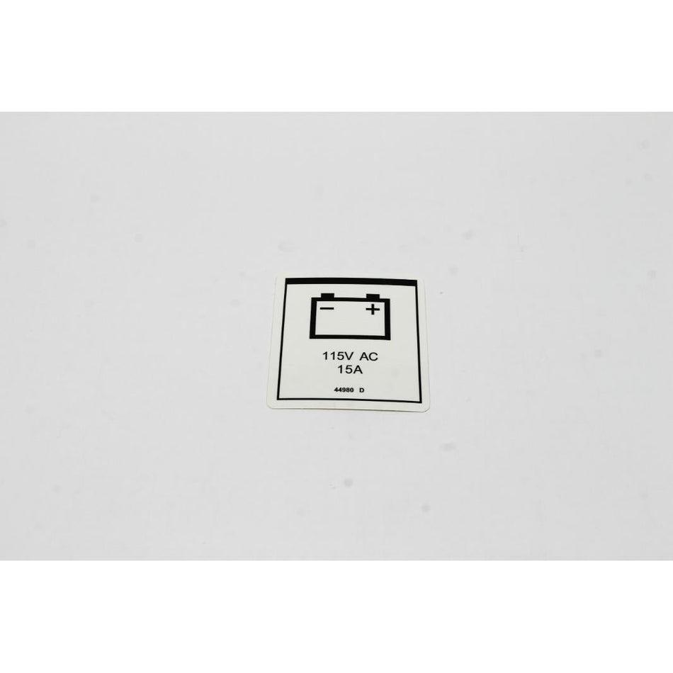 Genie Part # 44980. 44980GT - DECAL. LABEL. PWR TO CHARGER 115 UK