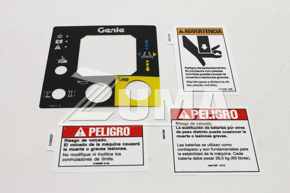 Genie Part # 46328SP. 46328SPGT - DECAL KIT-SFTY/INST. 2032. 2646*