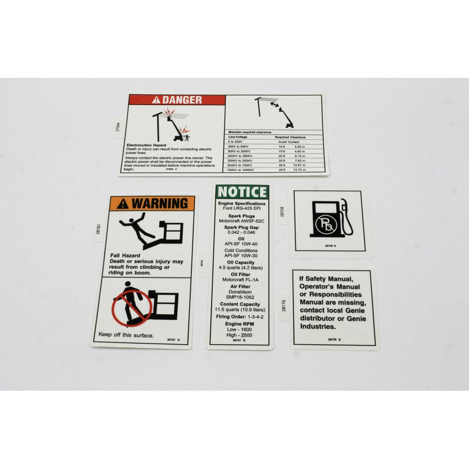 Genie Part # 52056. 52056GT - DECAL KIT. INSTR. S60/65 GAS***