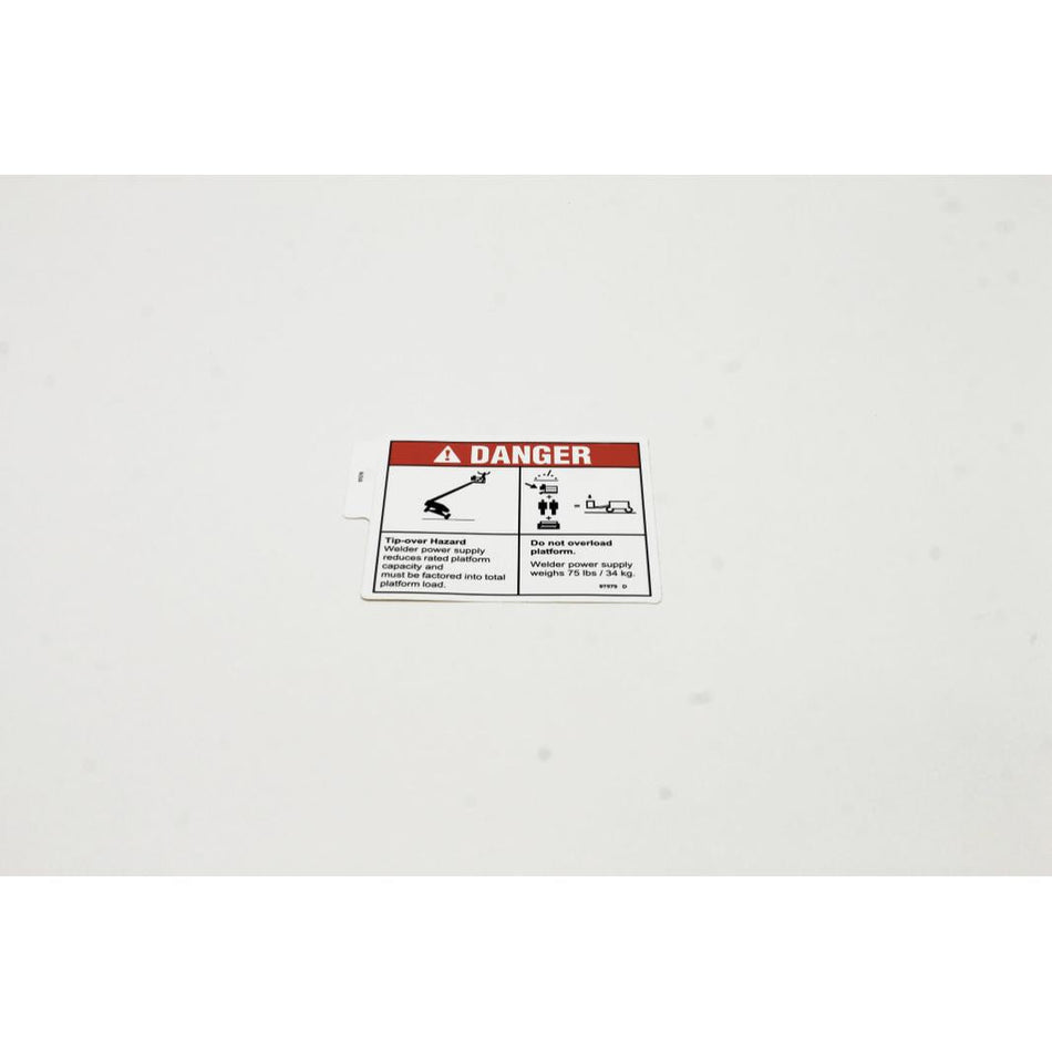 Genie Part # 97579. 97579GT - DECAL.DANGER.TIP-OVER.WELDER**