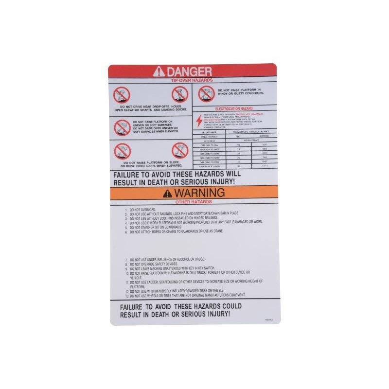 Skyjack Part # 118277 - Label. VL. WARN. DNGR. Caution