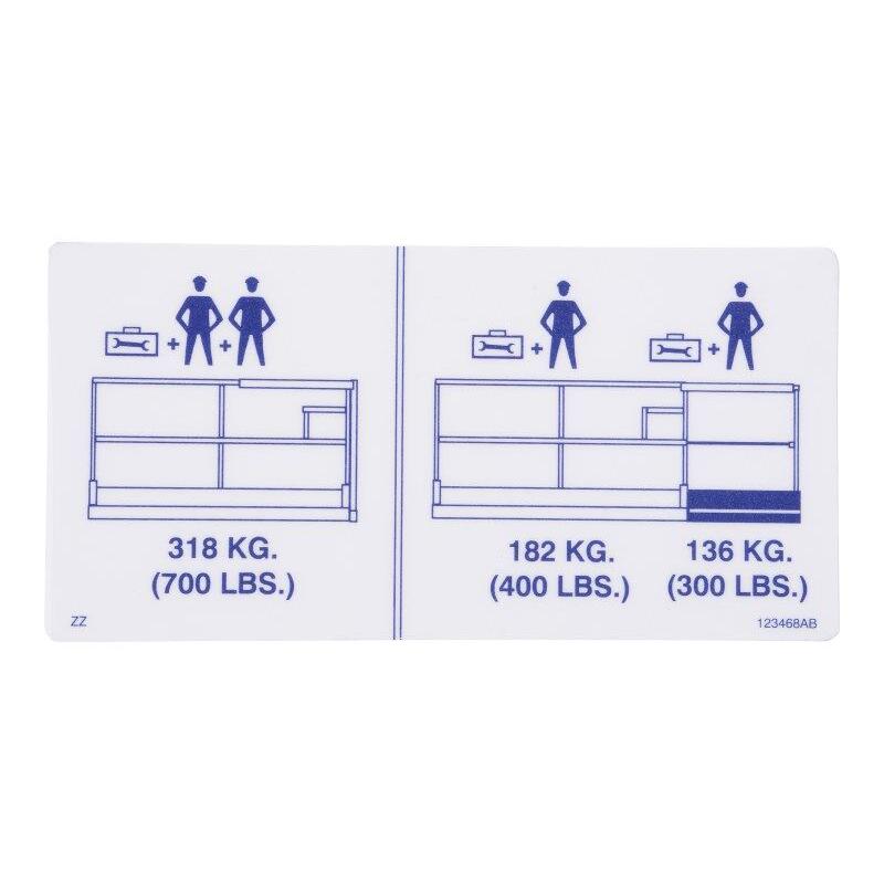 Skyjack Part # 123468 - Label. VL. PLTF CAP 700 400/30