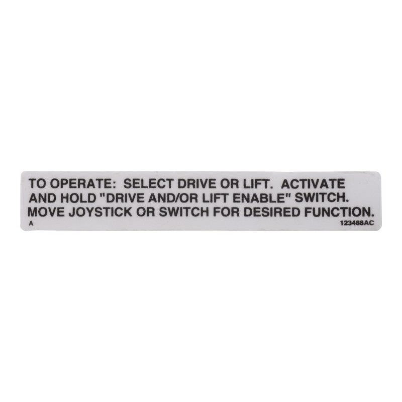 Skyjack Part # 123488 - Label. VL. Operating Instructi