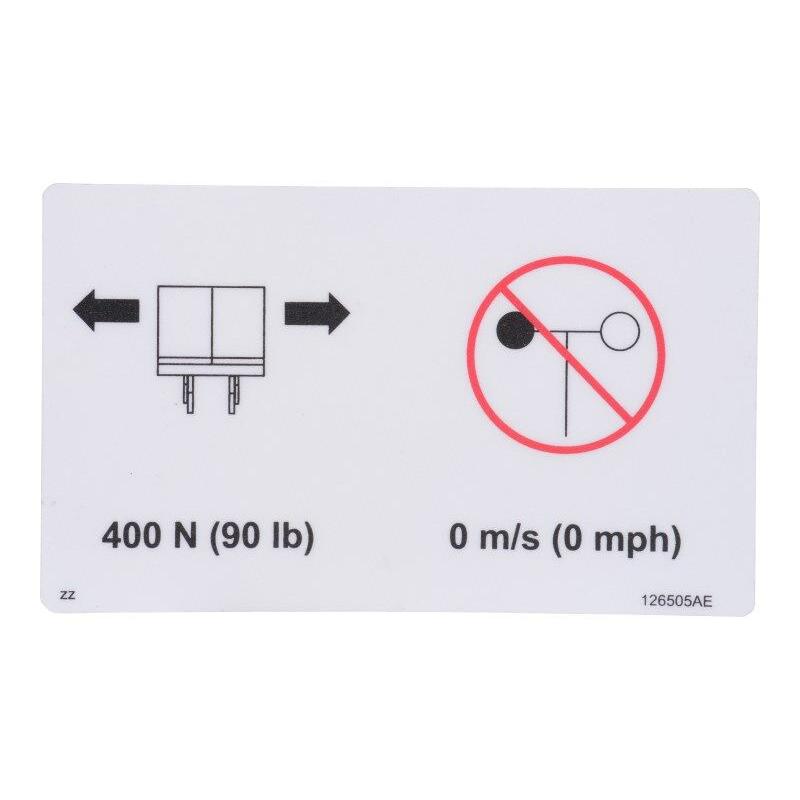 Skyjack Part # 126505 - Label. VL. Side Force/No Wind