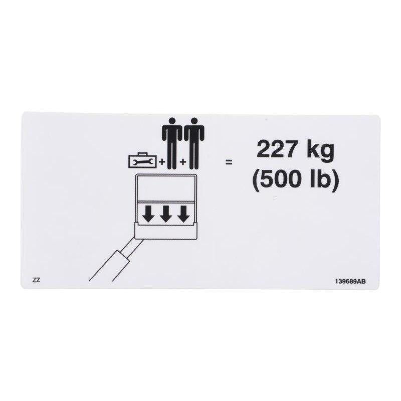 Skyjack Part # 139689 - Label VL. Platform Capacity 50
